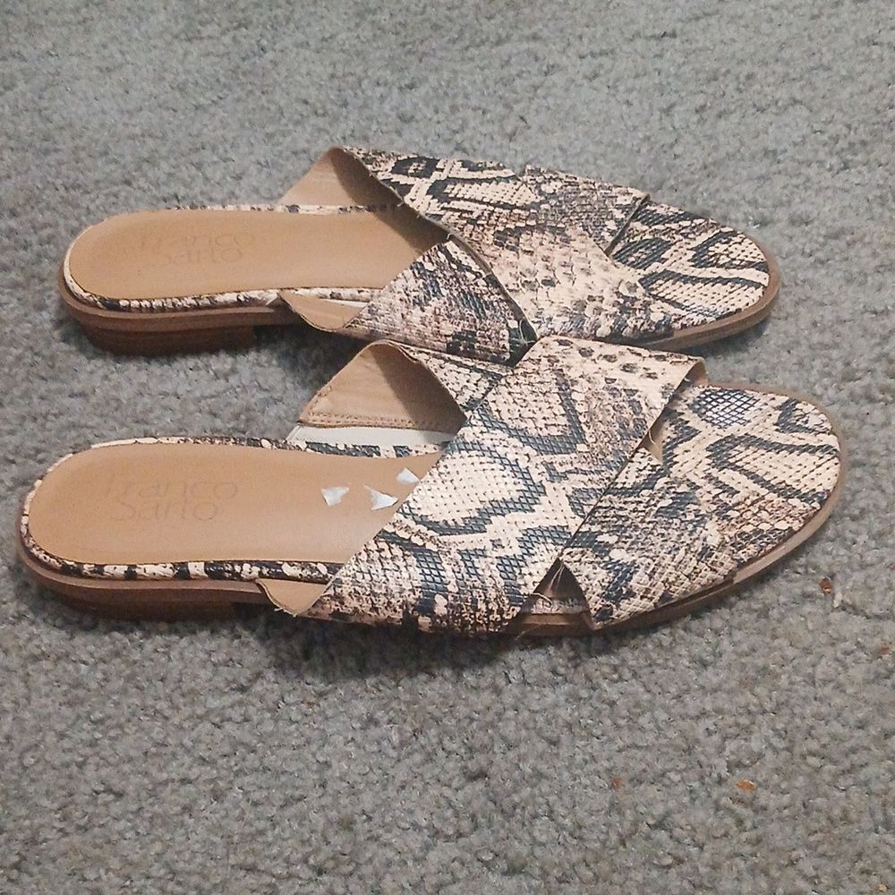 Franco Sarto Marcos snakeskin print slides sandals Sz 8.5 EUC - Picture 5 of 8